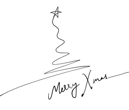 christmas tree doodle line art design background