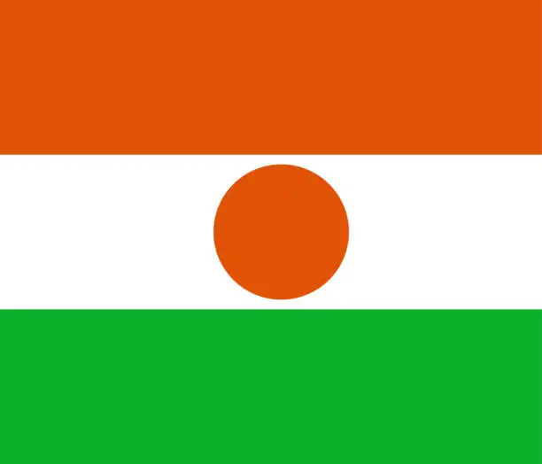 Vector illustration of National flag of Niger original size and colors vector illustration, drapeau du Niger sign Republic of Niger, la Nigerienne Niger flag