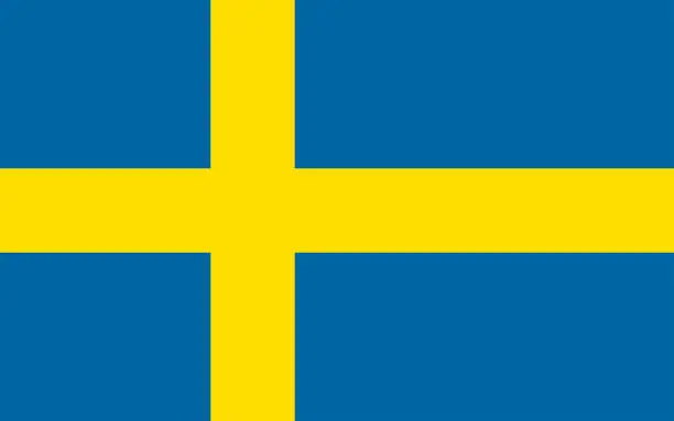 Vector illustration of National flag of Sweden original size and colors vector illustration, Sveriges flagga with yellow Nordic cross, Swedish flag