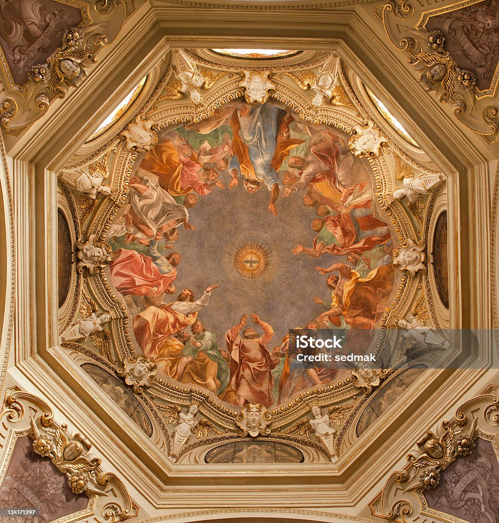 Milano-una cupola della Cappella Portinari - Foto stock royalty-free di Affresco