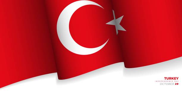 ilustrações, clipart, desenhos animados e ícones de agitando a ilustração do vetor da bandeira da turquia. dia da independência da turquia - tbl