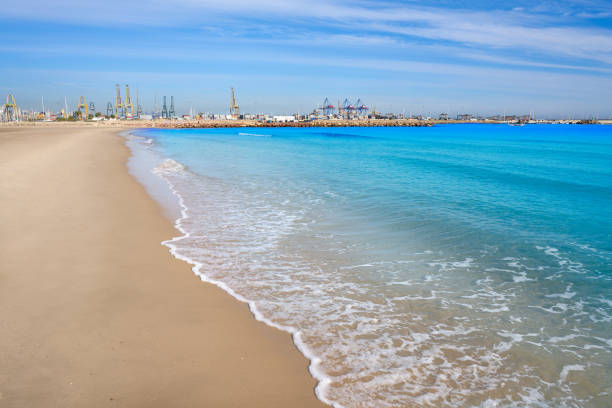 Pinedo beach in Valencia Spain Mediterranean stock photo