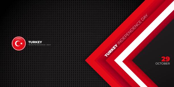 красно-белый геометрический на черном фоне дизайн. день независимости турции - tbl stock illustrations