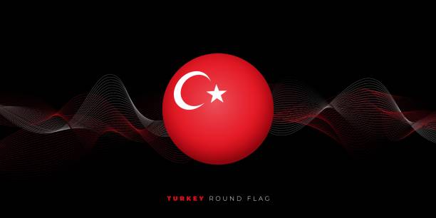 ilustrações, clipart, desenhos animados e ícones de ilustração vetorial de bandeira redonda da turquia com design de fundo abstrato. dia da independência da turquia - tbl