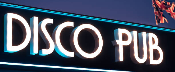 istock Illuminated signboard of disco pub 1341717144
