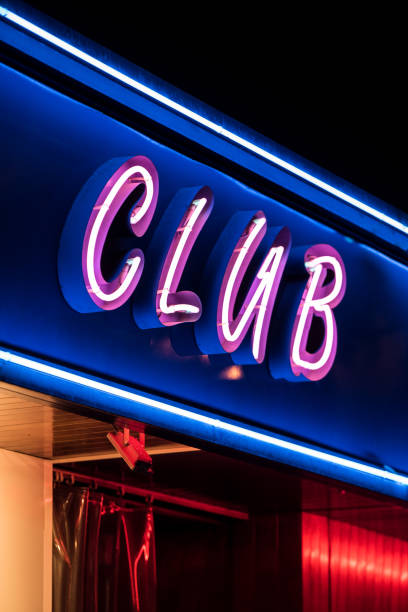 istock Neon glowing signboard of club 1341717183