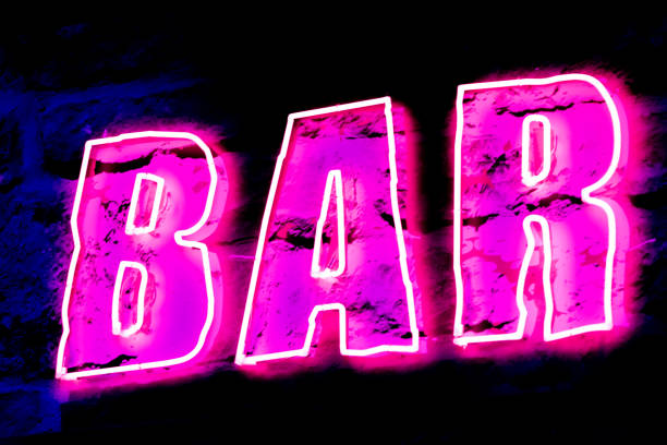 istock pink neon sign of bar 1341717201