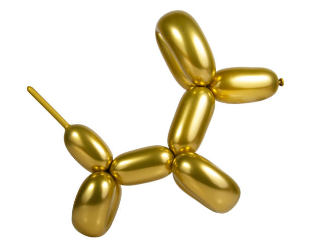 istock Gold bright balloon dog isolated on the white background 1341717767