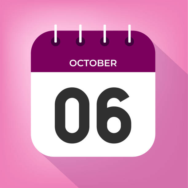 October day 6. Number six on a white paper with purple color border on a pink background vector. October day 6. Number six on a white paper with purple color border on a pink background vector. day 6 stock illustrations