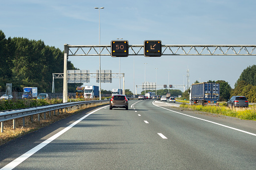 Traffic information signs over Dutch highway A15