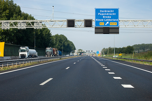 Traffic on Dutch highway A15, Dordrecht