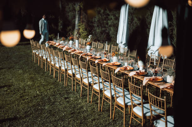 istock Wedding decoration with orange and green colors 1341726717