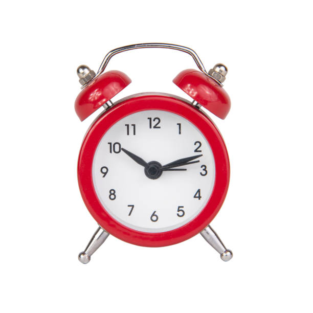 istock Red alarm clock bell isolated on the white background 1341731066