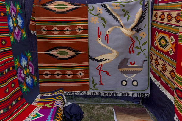istock Presented are colorful handmade carpets. Kyiv, Ukraine. 1341733725