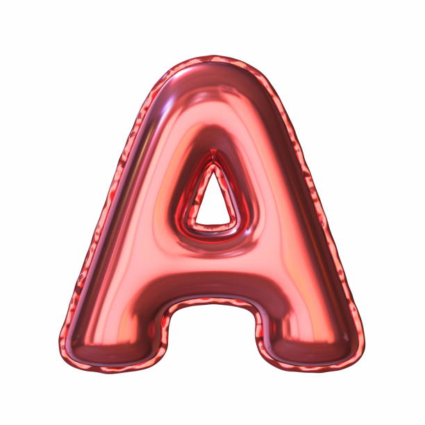 istock Red metallic balloon font Letter A 3D 1341739771