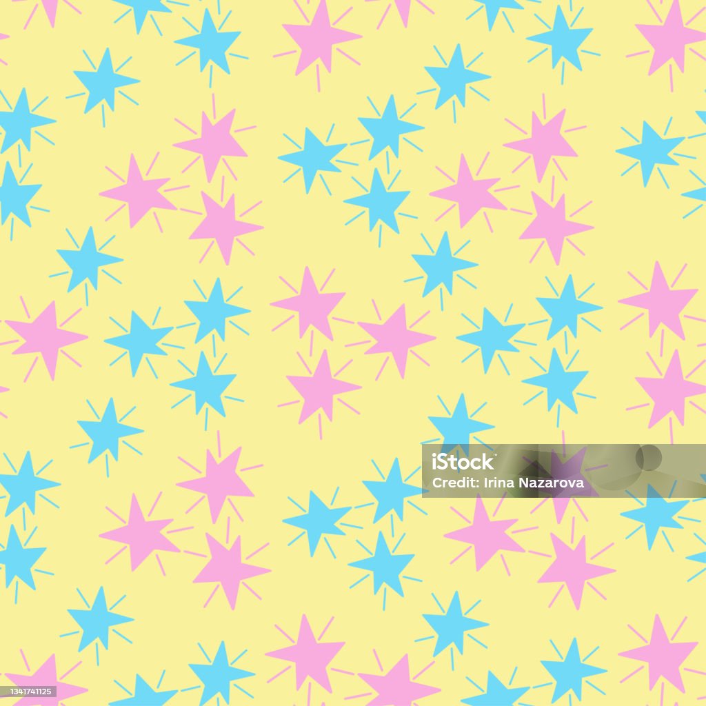 Star Pattern Colour In Color Stars Pattern In Doodle Technique For Design Vector Illustration ...