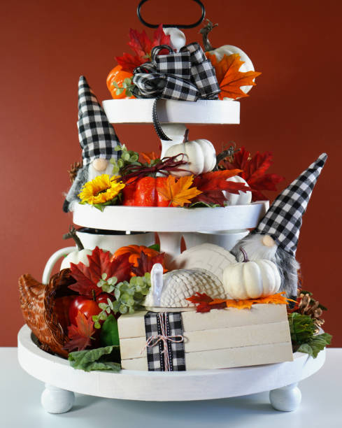 istock Thanksgiving Autumn Fall theme Farmhouse 3 three tier tray. 1341755261