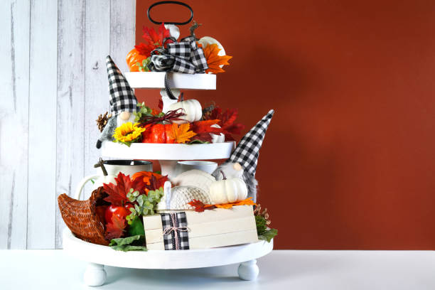 istock Thanksgiving Autumn Fall theme Farmhouse 3 three tier tray. 1341755269