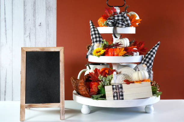 Thanksgiving Autumn Fall theme Farmhouse 3 three tier tray.