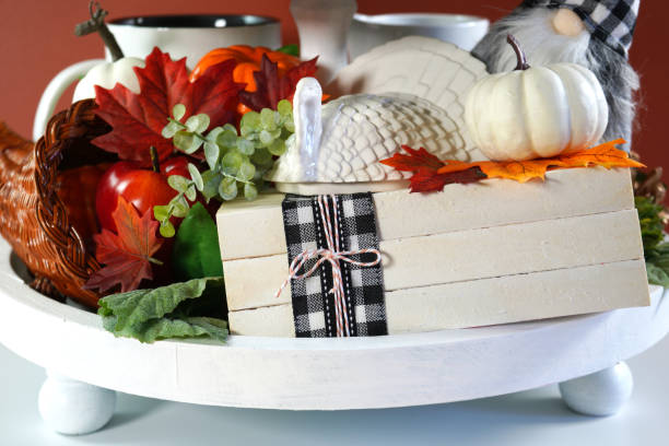 istock Thanksgiving Autumn Fall theme Farmhouse 3 three tier tray. 1341755280