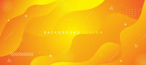 Vector illustration of Abstract orange gradient fluid wave background with geometric shape. Modern futuristic background. Can be use for landing page, book covers, brochures, flyers, magazines, any brandings, banners, headers, presentations, and wallpaper backgrounds