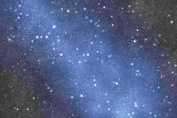 istock Background, illustration of space, black sky and blue milky way, bright stars 1341761255