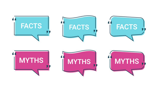 stockillustraties, clipart, cartoons en iconen met fact and myth in speech bubbles. vector illustration. - mythologie