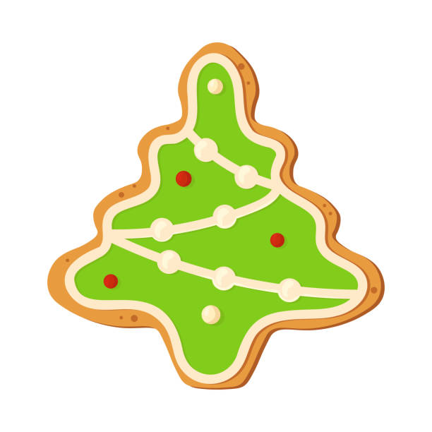 istock Christmas tree isolated on white background. Christmas gingerbread cookie. Winter holiday food. Happy new year. Merry Christmas holiday. Vector illustration. 1341761781