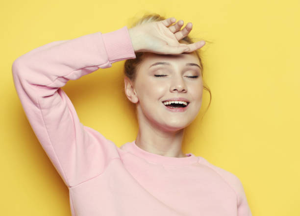 istock Young blond woman with closed eyes 1341768816