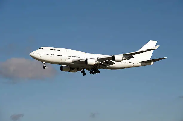 Airplane Boeing 747, plain white, for design layout