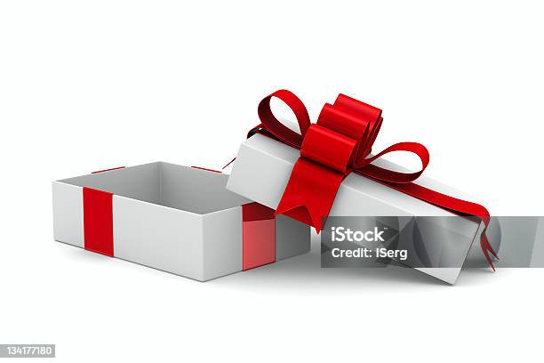 Weiße Geschenkbox Isolierte 3dbild Stockfoto und mehr Bilder von 2012 - 2012, Band, Behälter