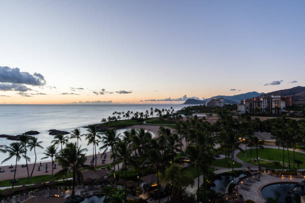 istock Beautiful panoramic west Oahu vista at sunset, Hawaii 1341772710