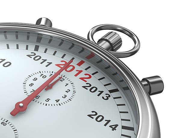 istock year calendar on stopwatch. Isolated 3D image 134177378