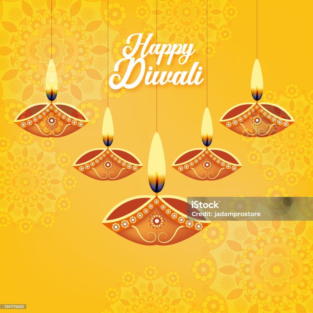 Diwali Background Hindu Festival Hanging Diya Stock Illustration - Download  Image Now - Diwali, Greeting Card, Happiness - iStock