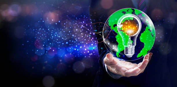 istock Businessman holding global and light bulb digital network and data customer connection, Social network and data exchange of technology, Networking structure on blue city background 1341781359