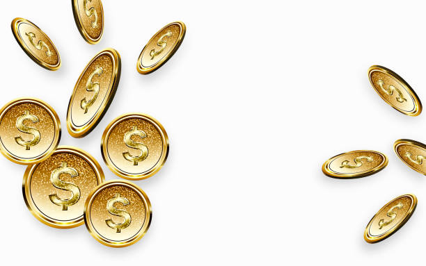 istock Website template design 3D illustration, group of coin gold isolated on white background - Saving money concept with copy space 1341781374