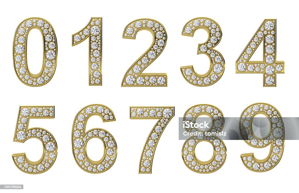 ゴールドの番号にホワイトのダイヤモンド - 数字のロイヤリティフリーストックフォト