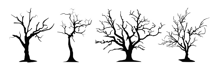Halloween scary trees, vector illustration set. EPS10.