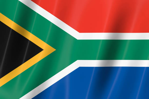 bandera de sudáfrica de seda-ilustración panorámica en 3d - south africa fotografías e imágenes de stock
