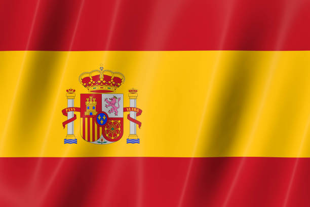 istock Spain flag of silk-3D panoramic  illustration 1341795395