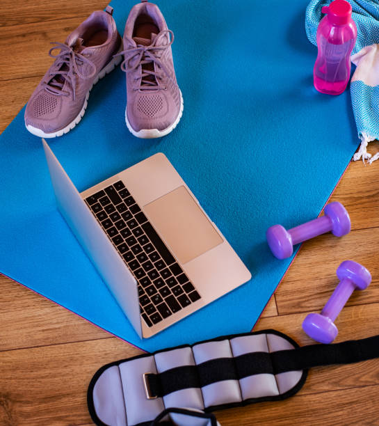 istock Online fitness class at home. 1341795609