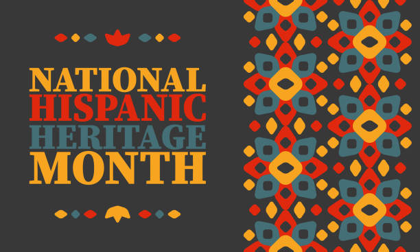National Hispanic Heritage Month in United States. Celebrate annual in September and October. Latin American and Hispanic ethnicity culture. National fabric textures. Traditional festival and parade. Vector poster illustration National Hispanic Heritage Month in United States. Celebrate annual in September and October. Latin American and Hispanic ethnicity culture. National fabric textures. Traditional festival and parade. Vector poster illustration hispanic heritage month stock illustrations