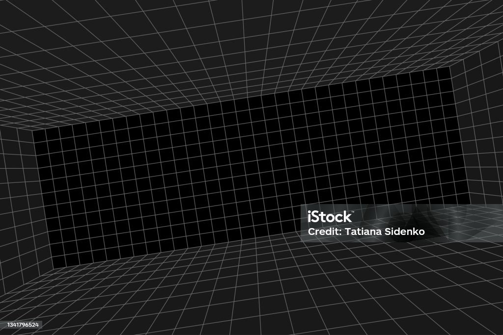 Grid Abstract Room Grid Perspective Black Room Stock Illustration - Download Image Now ...