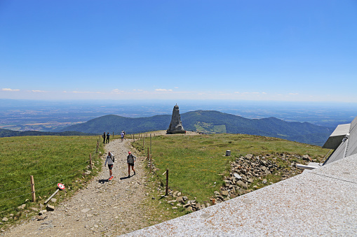 Monument on the summit of the Grand Ballon, at 1,424 metres the highest peak of the Vosges (Alsace, France July 12, 2020)