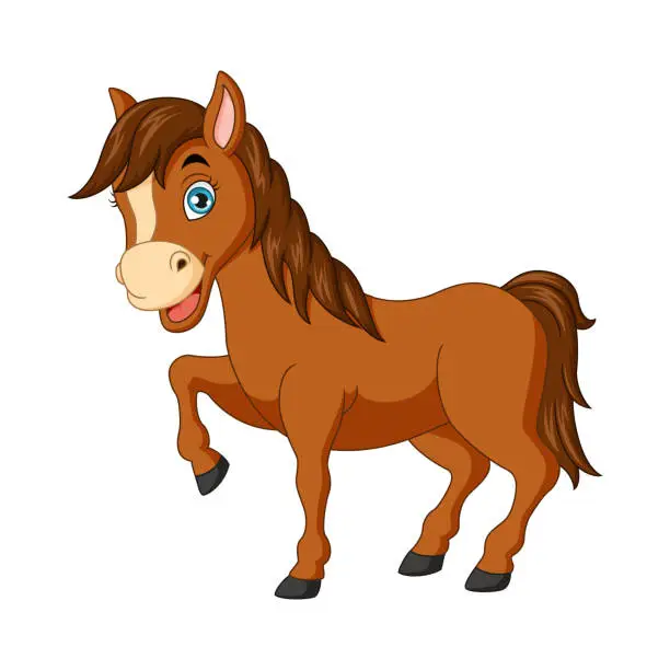 Vector illustration of Cartoon funny horse isolated on white background