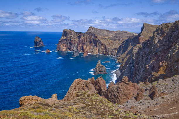Sao Laurenco in Madeira - rock, clif, sea stock photo