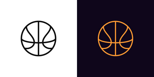 Outline basket ball icon, with editable stroke. Linear basketball sign, ball pictogram Outline basket ball icon, with editable stroke. Linear basketball sign, ball pictogram. Online game, sport match, tournament, live broadcast and stream. Vector icon, sign, symbol for UI and Animation basketball sport street silhouette stock illustrations