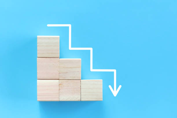 istock Zigzag arrow is drawn to indicate going down the stairs. 1341803829