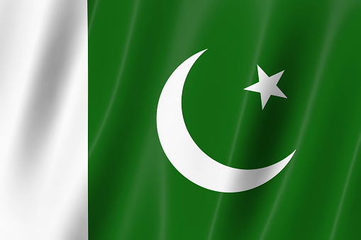 Pakistan flag of silk-3D panoramic  illustration