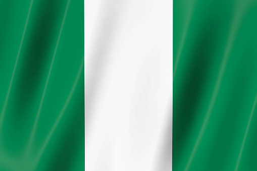 Nigeria flag of silk-3D panoramic  illustration
